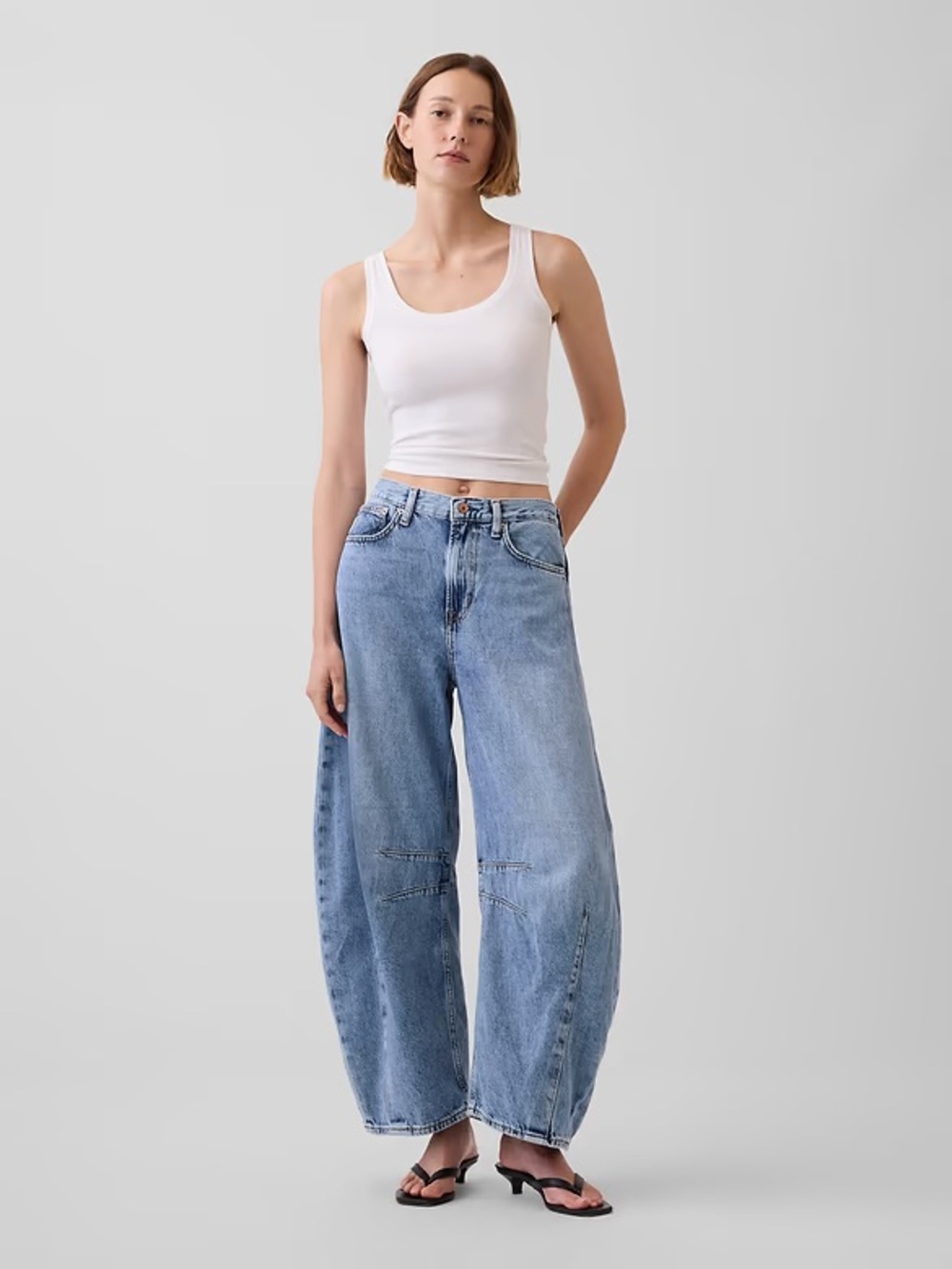 GAP Trendy🔥 High Rise Ultrasoft Horseshoe Jeans Light Wash 6R 28